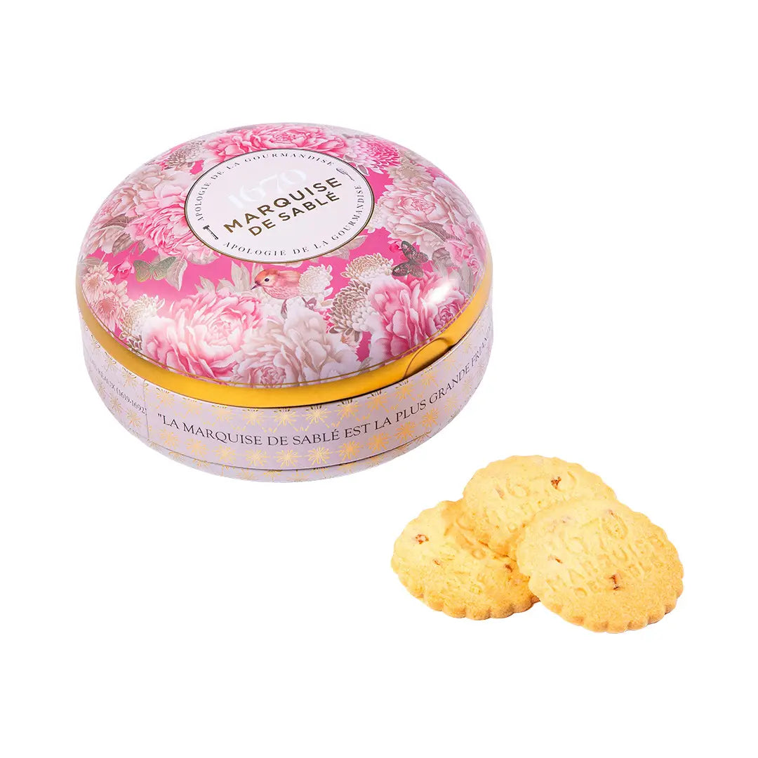 SHORTBREAD COOKIES APRICOT CHIP PINK FLORAL TIN