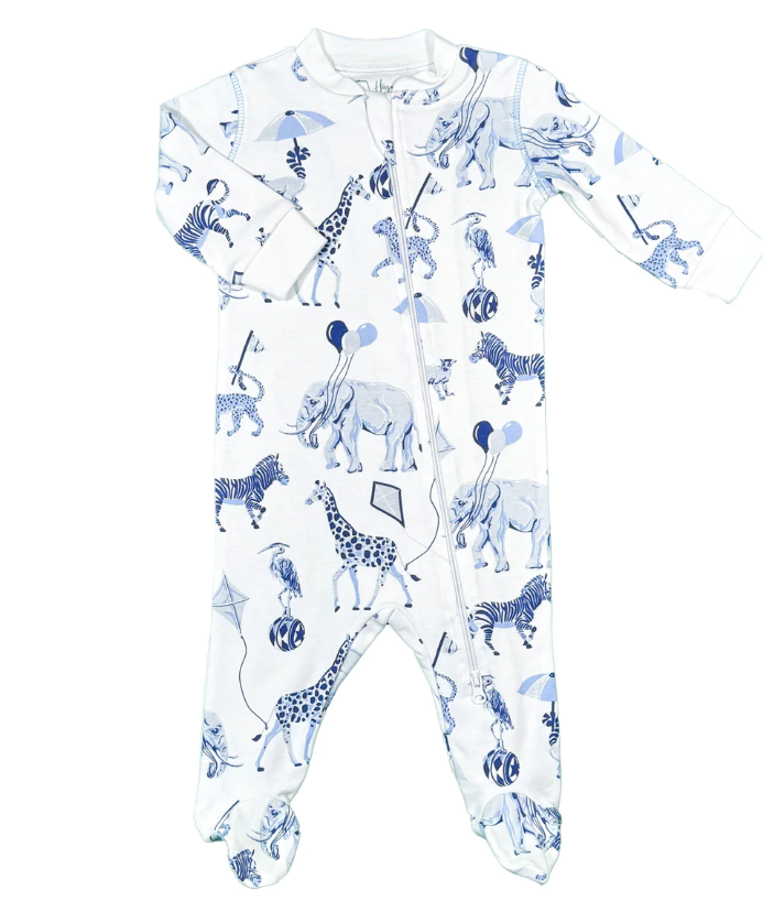 PAJAMA FOOTIE SAFARI IN BLUE (Available in 3 Sizes)