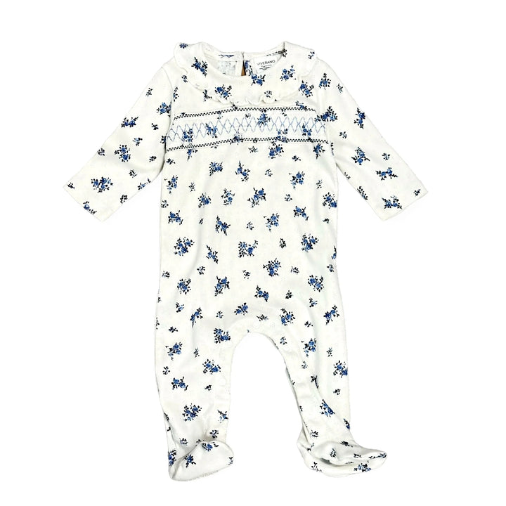FOOTIE FLORAL POINTELLE NATURAL