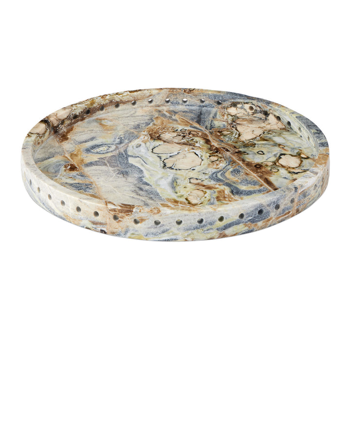 TRAY FLORAL JADE MARBLE