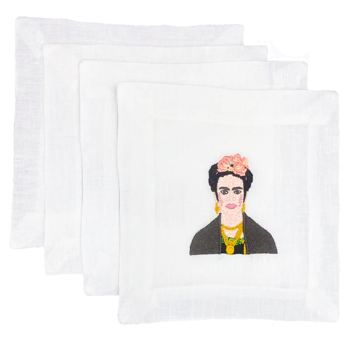 NAPKINS COCKTAIL LINEN FRIDA KAHLO - SET OF 4