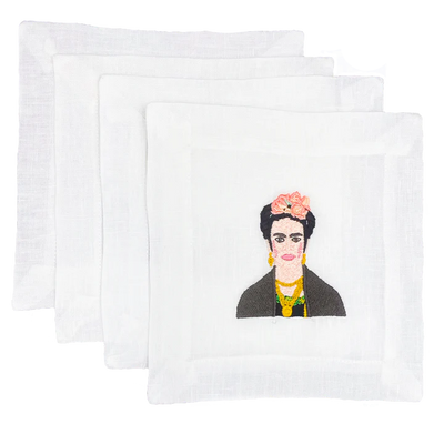 NAPKINS COCKTAIL LINEN FRIDA KAHLO - SET OF 4