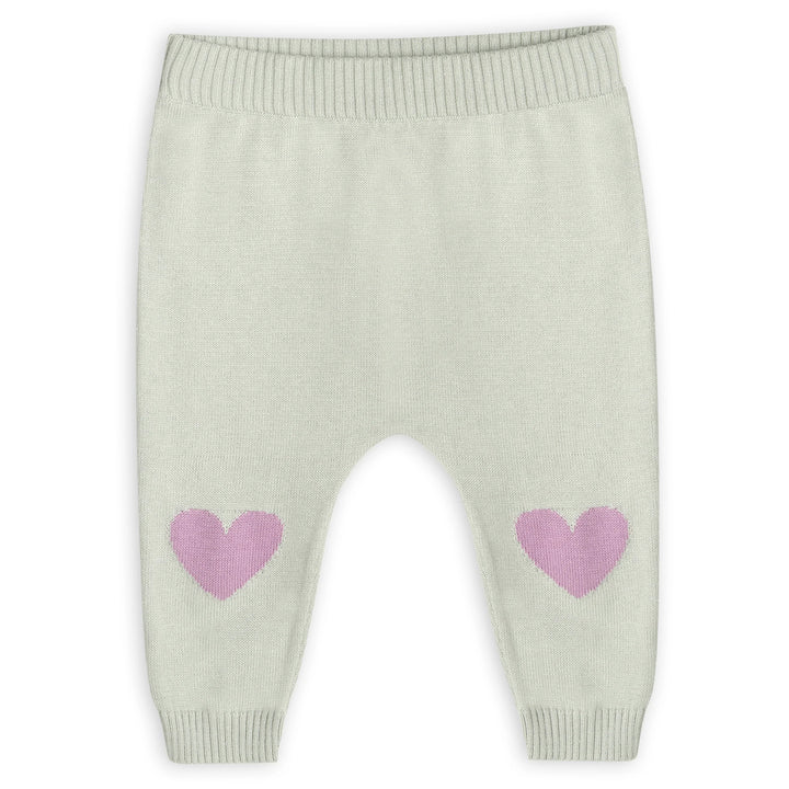 S/2 CARDIGAN+PANT FLOWER & HEART SAGE GREEN