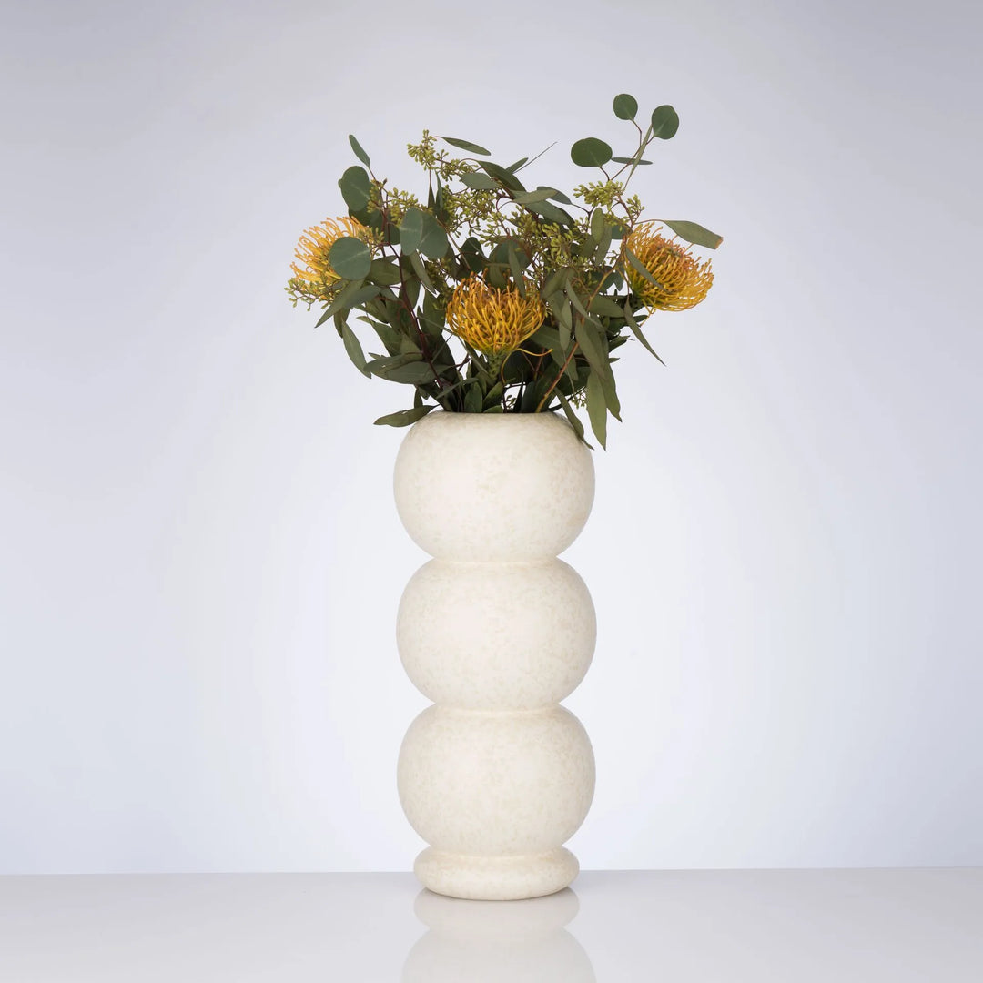 VASE STACKED WHITE 15.5H
