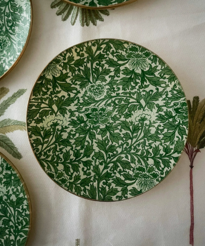 PLATE GREEN FLOWERS ROUND (2 SIZES)