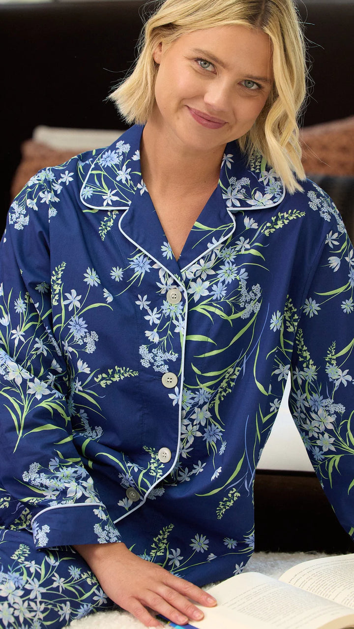 PAJAMA GARDEN POSY LUXE PIMA NAVI LONG-SLEEVED