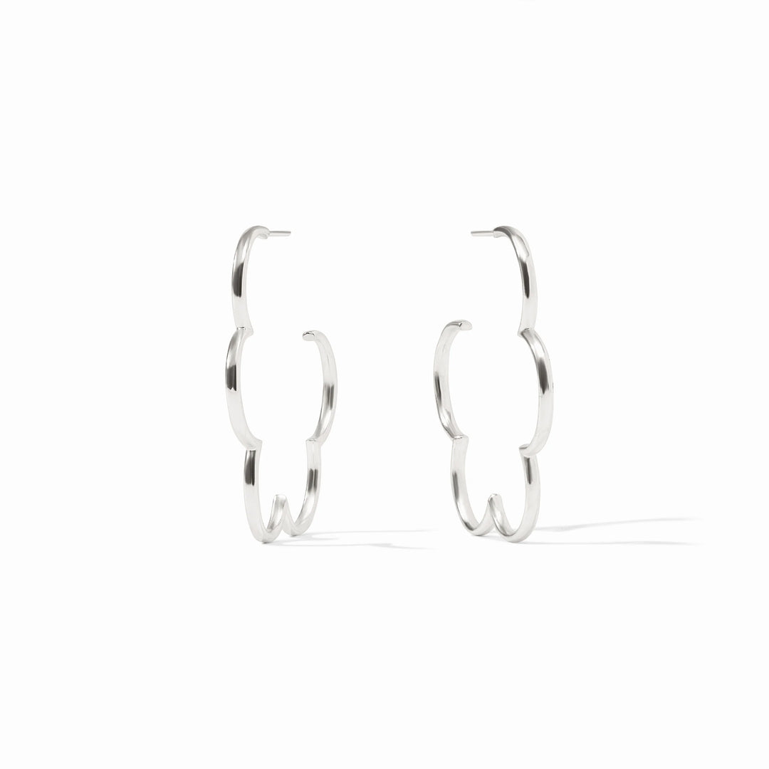 EARRING HOOPS GARDENIA FLORAL SILVER