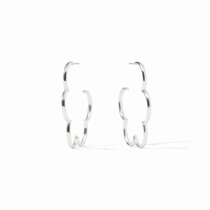 EARRING HOOPS GARDENIA FLORAL SILVER