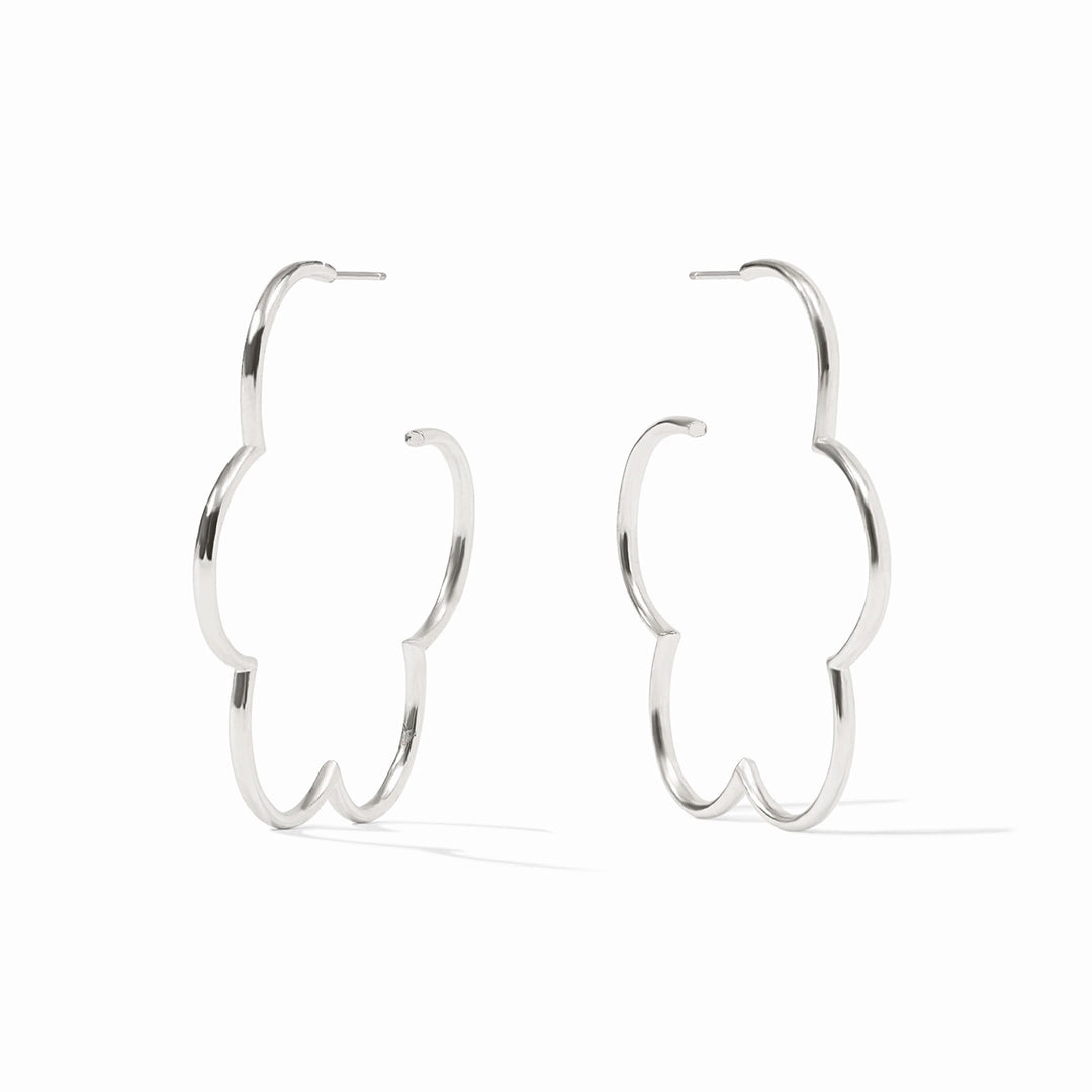 EARRING HOOPS GARDENIA FLORAL SILVER