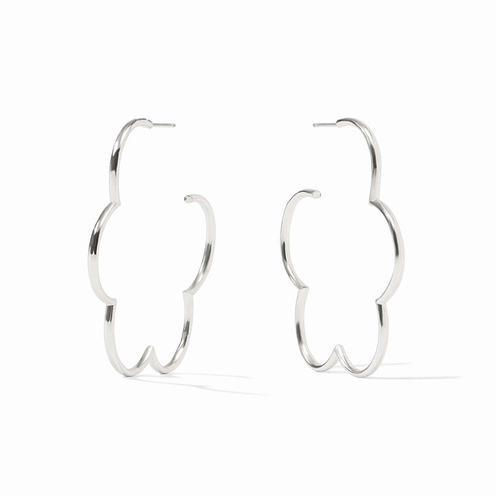 EARRING HOOPS GARDENIA FLORAL SILVER