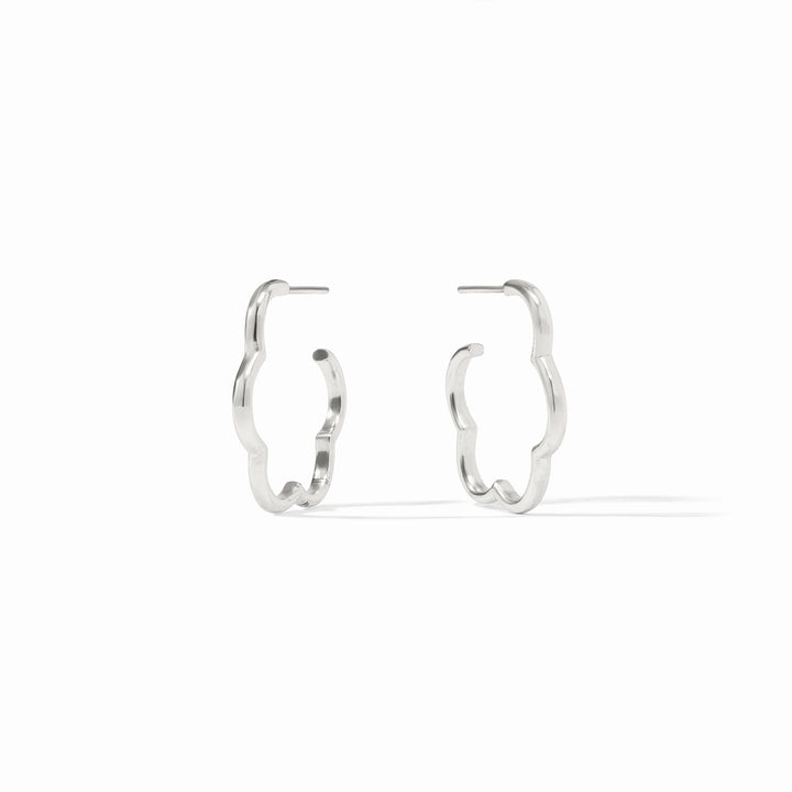 EARRING HOOPS GARDENIA FLORAL SILVER