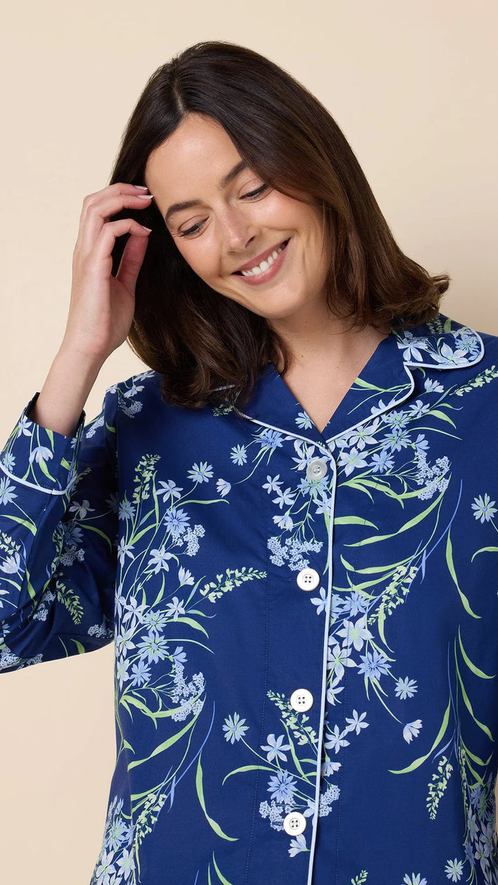 PAJAMA GARDEN POSY LUXE PIMA NAVI LONG-SLEEVED