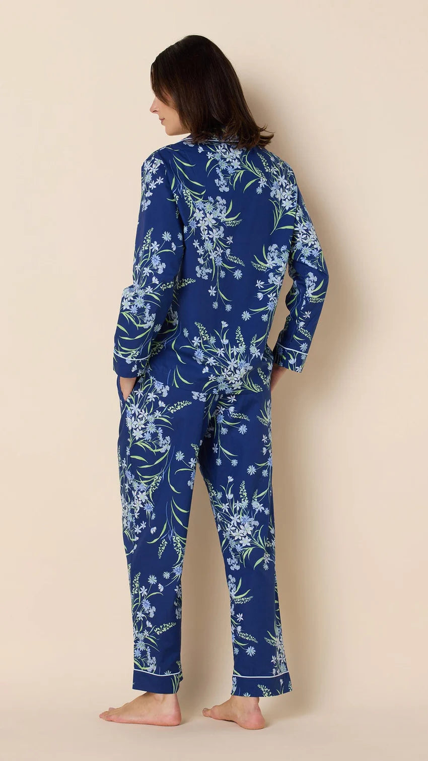 PAJAMA GARDEN POSY LUXE PIMA NAVI LONG-SLEEVED