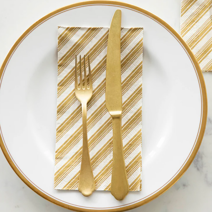 NAPKIN GUEST GOLD PEPPERMINT PK16