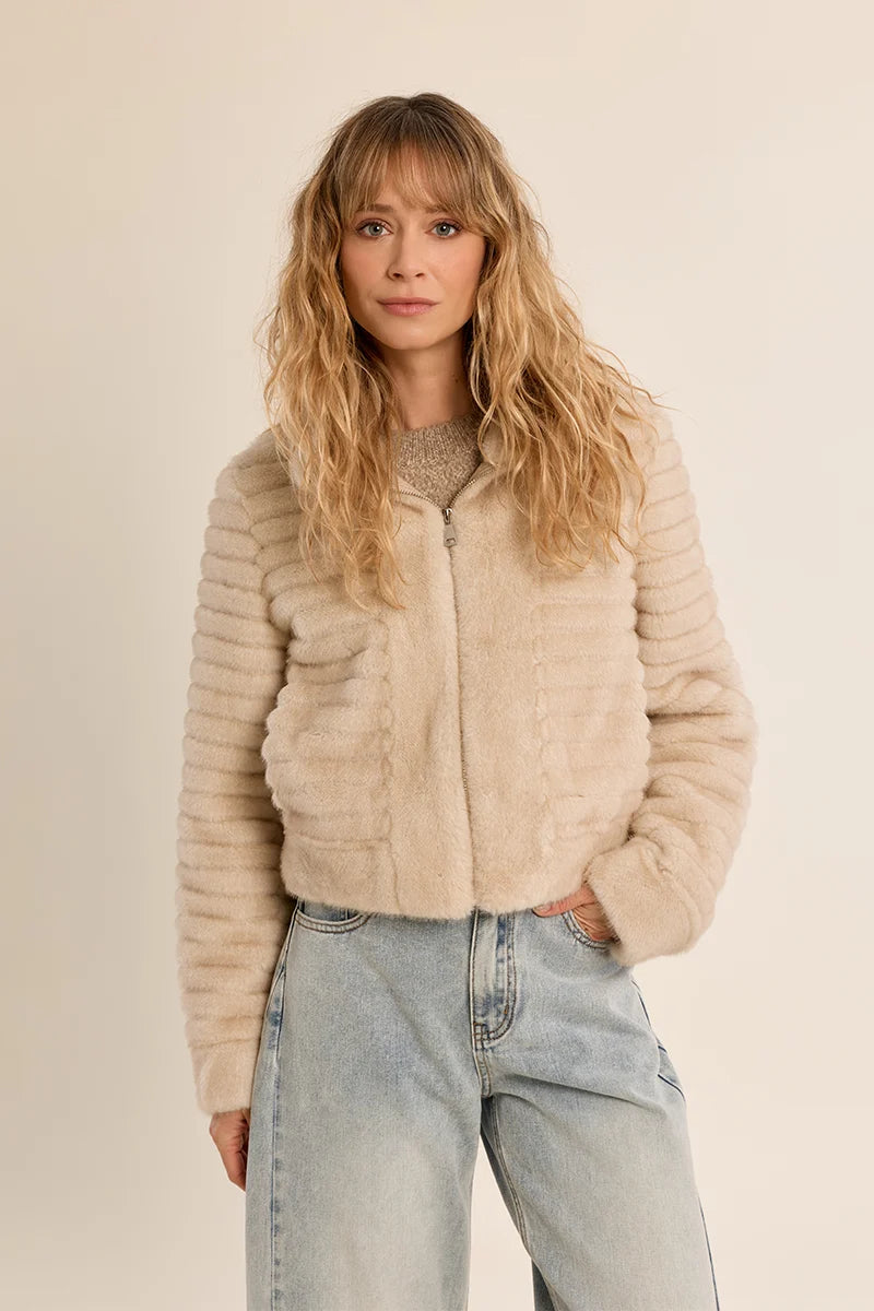 JACKET FAUX FUR ZIP-UP