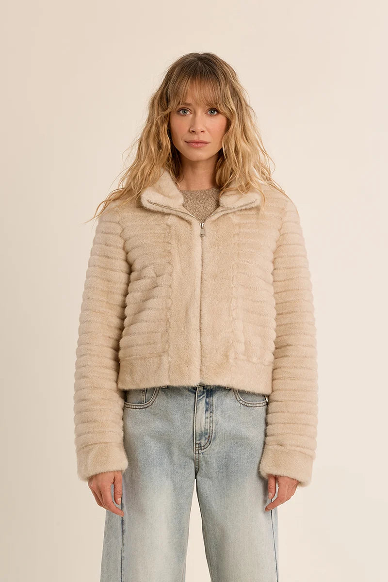 JACKET FAUX FUR ZIP-UP