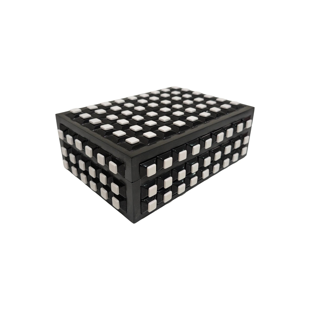 BOX BLACK & WHITE SQUARE BUTTON DOTS