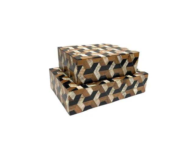 BOX BONE BROWN W/ IVORY BLACK