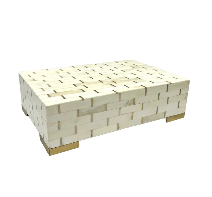 BOX BONE GOLD INLAY W/ BRASS FEET