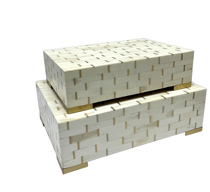 BOX BONE GOLD INLAY W/ BRASS FEET