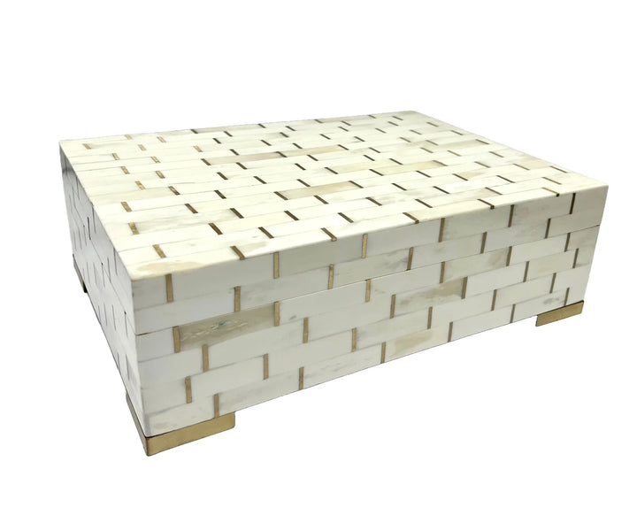 BOX BONE GOLD INLAY W/ BRASS FEET