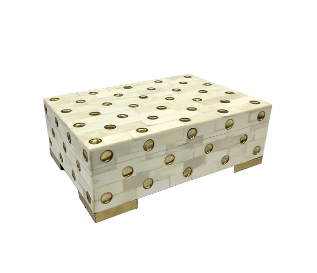 BOX BONE W/ GOLD INLAY DOTS W/ BRASS FEET