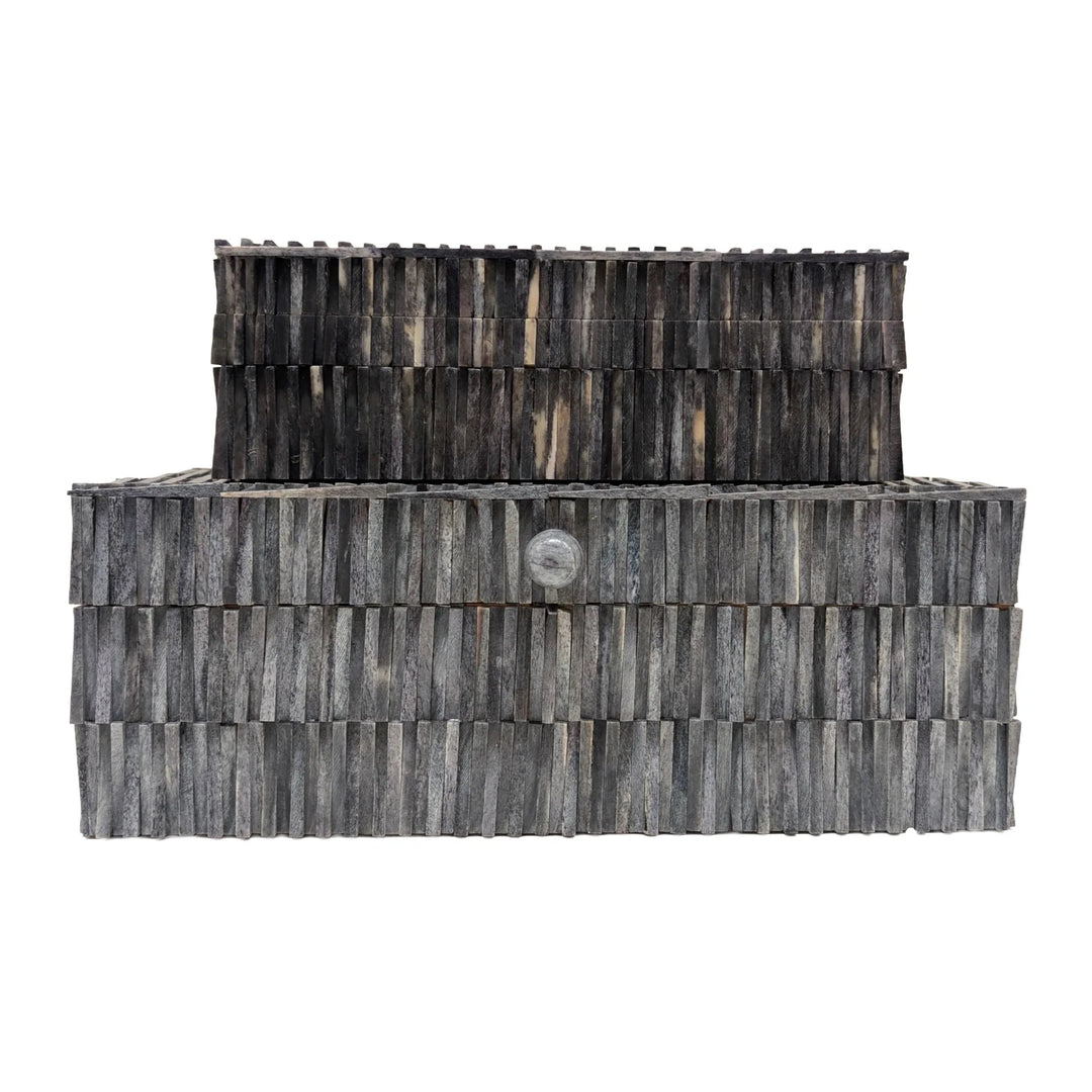 BOX GRAY WOVEN MATCHSTICK