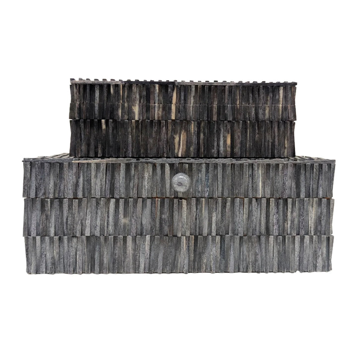 BOX GRAY WOVEN MATCHSTICK
