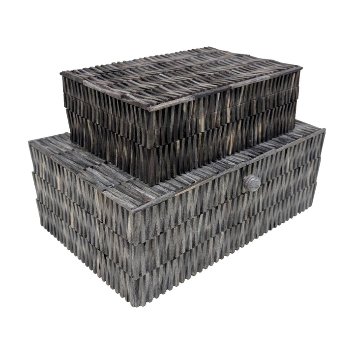 BOX GRAY WOVEN MATCHSTICK