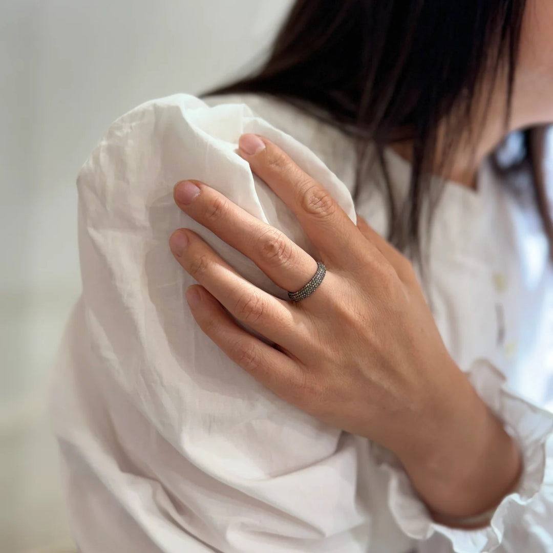 RING BAMBOO TRIO IN PEARL GOLD PLATED