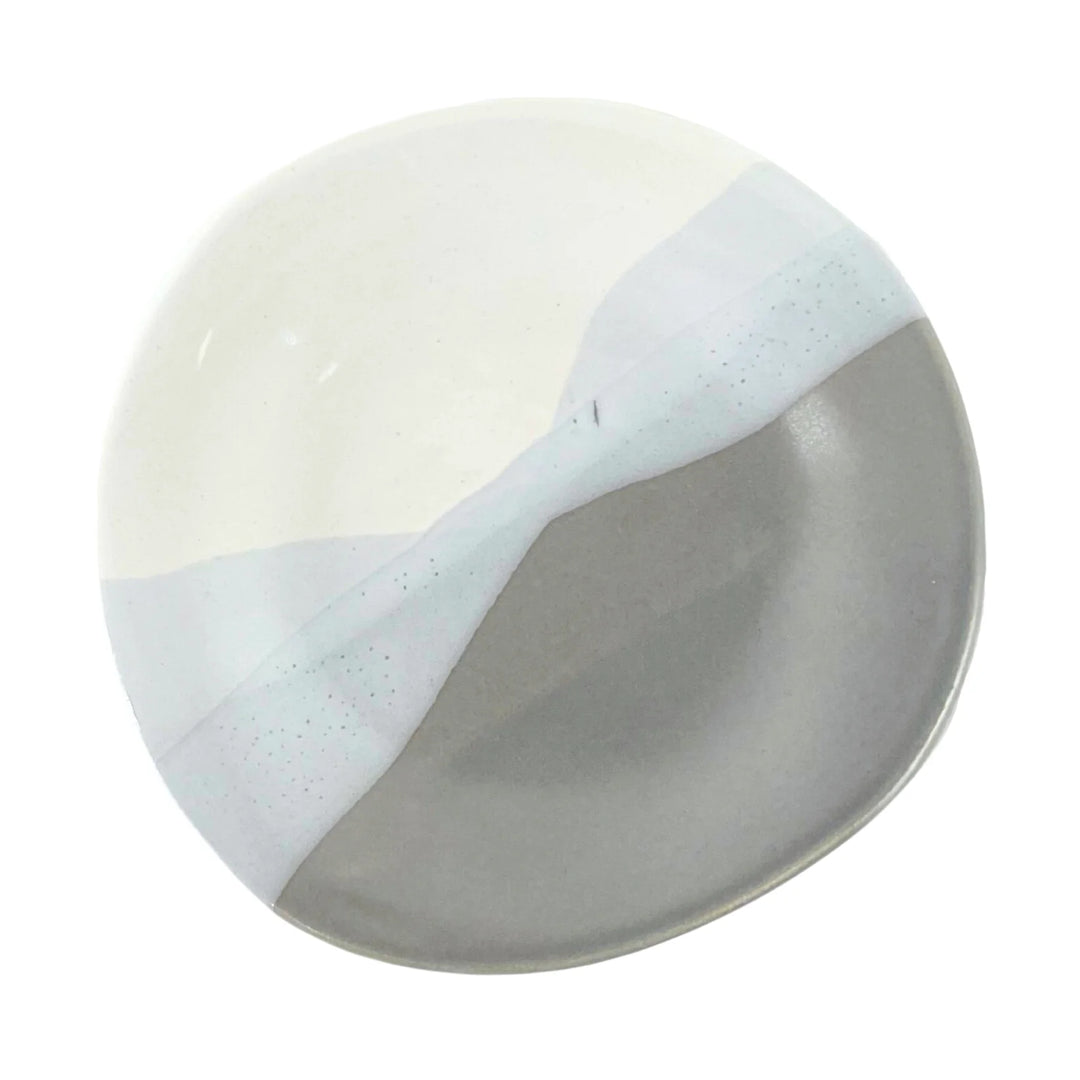 FOOTED BOWL LARGE GREY & GLOSS WHITE