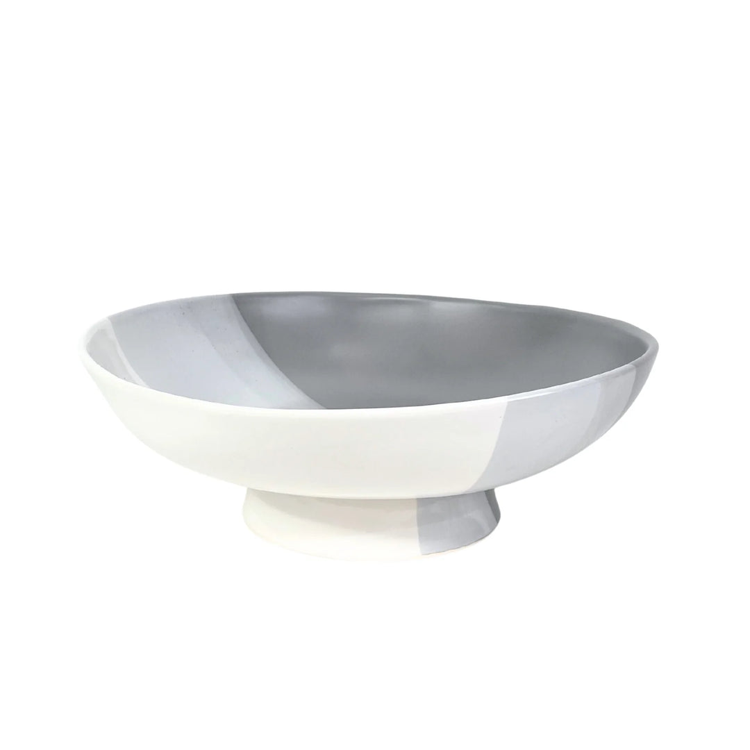 FOOTED BOWL MEDIUM GREY & GLOSS WHITE