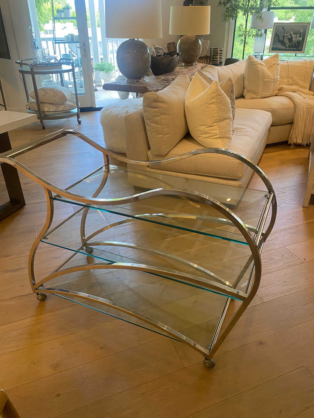 BAR CART VINTAGE CHROME DECO #52657