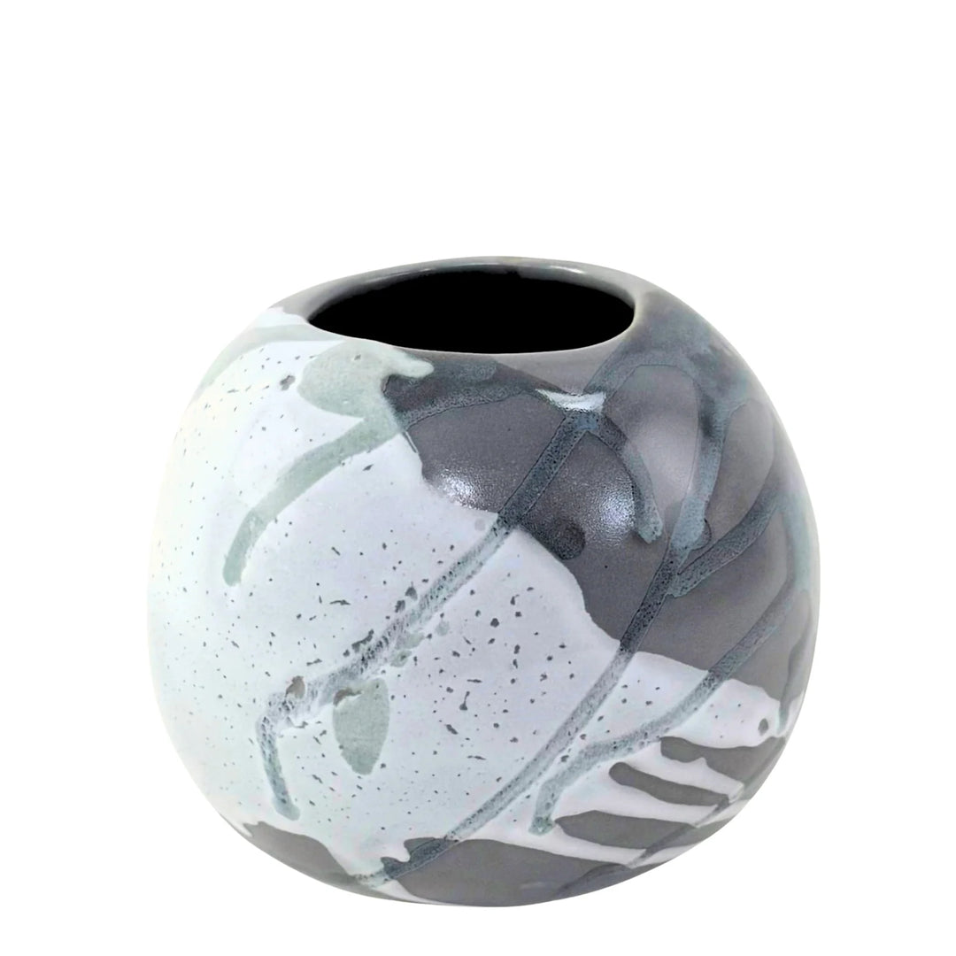 VASE SPHERE LARGE MARBLE GREY