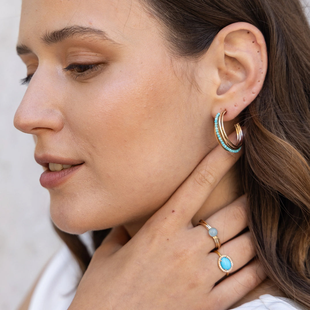 EARRING MIA GEM MULTI HOOPS TURQUOISE