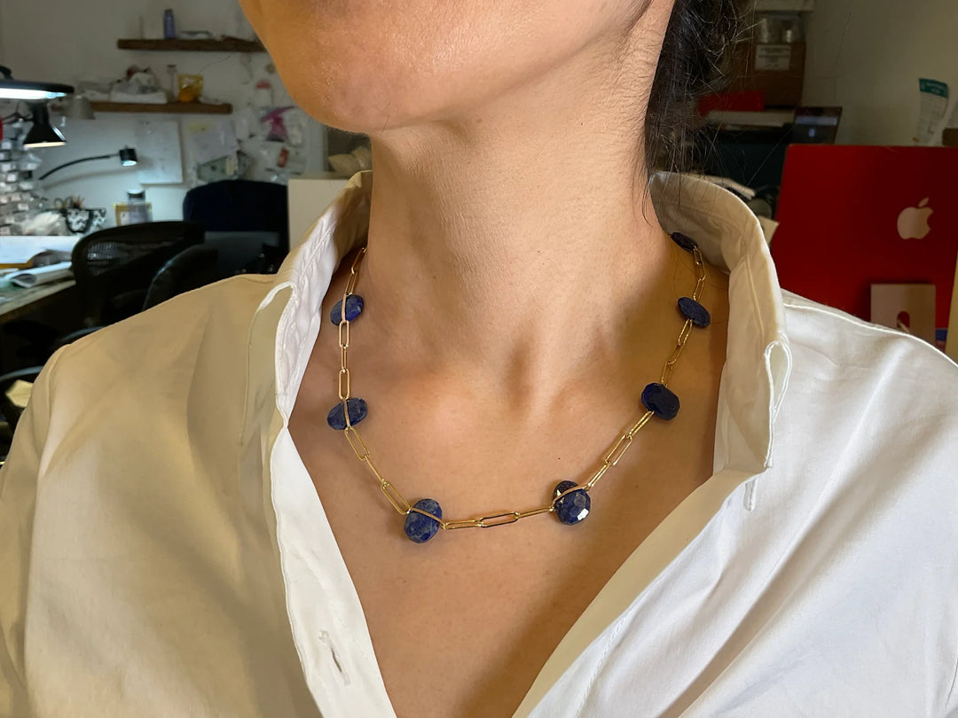 NECKLACE LAPIS WIRED PAPERCLIP