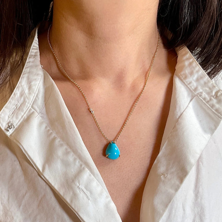 PENDANT DIAMOND TURQUOISE GOLD 14K