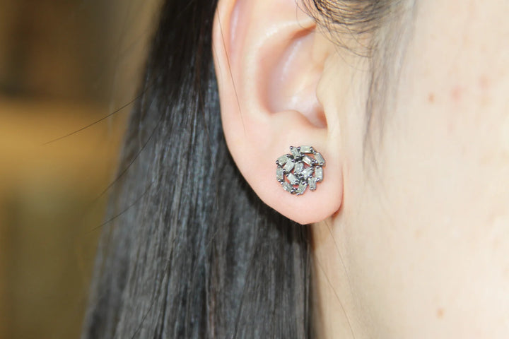 EARRING BAGUETTE CIRCLE STUDS #39362