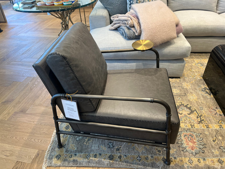 CHAIR LEATHER CHARCOAL METAL FRAME #73437