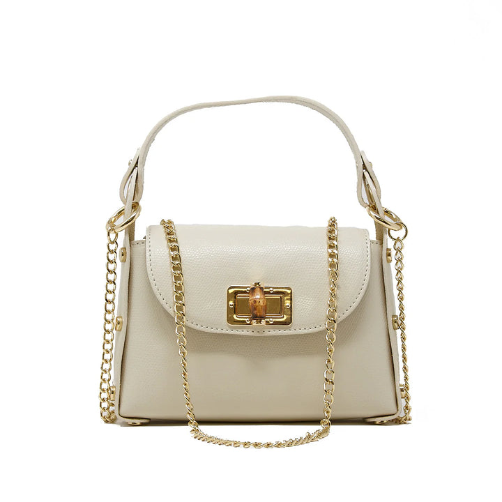 CROSSBODY BAG GENUINE ITALIAN LEATHER BAMBOO CLASP
