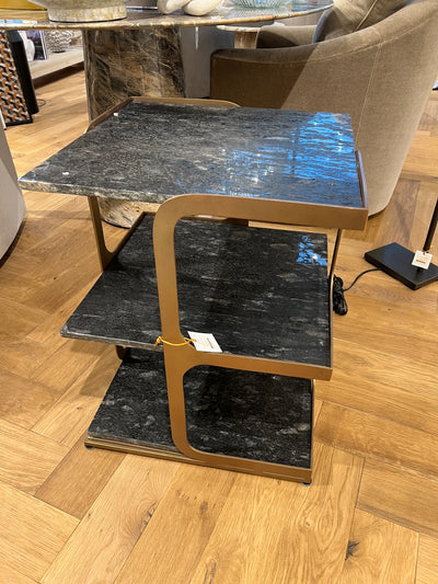 SIDE TABLE 3-TIER BLACK MARBLE