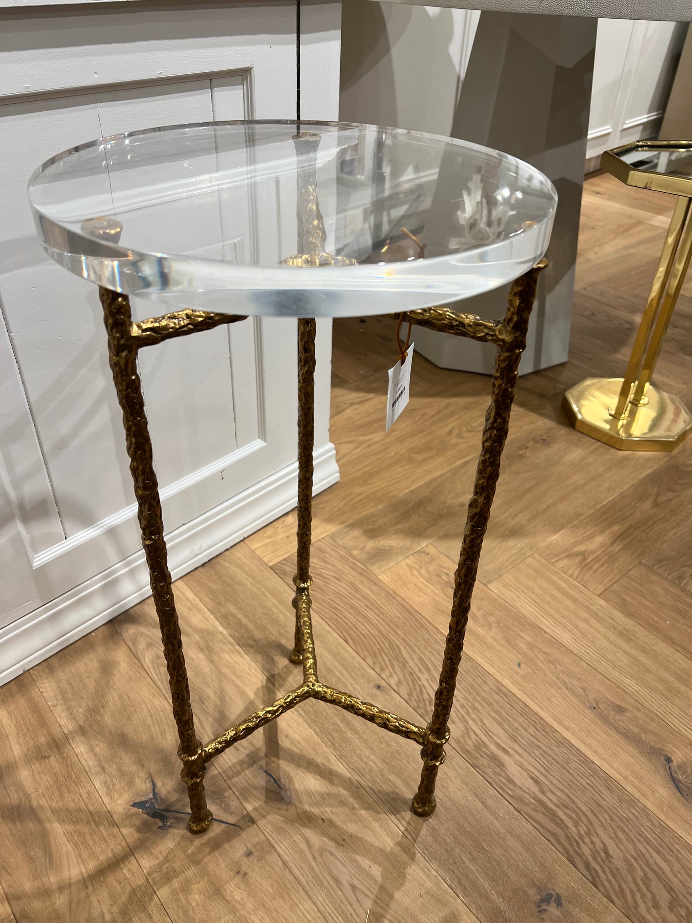 SIDE TABLE BRONZE BASE & ACRYLIC TOP ROUND