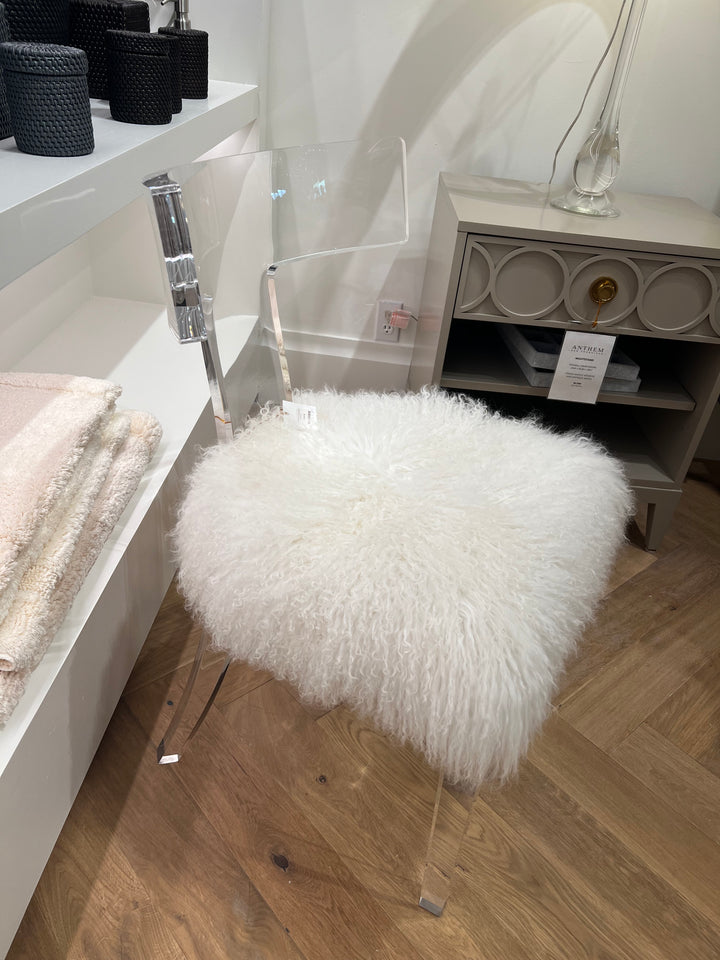 CHAIR ACRYLIC WITH IVORY SHEEP SEAT #47622