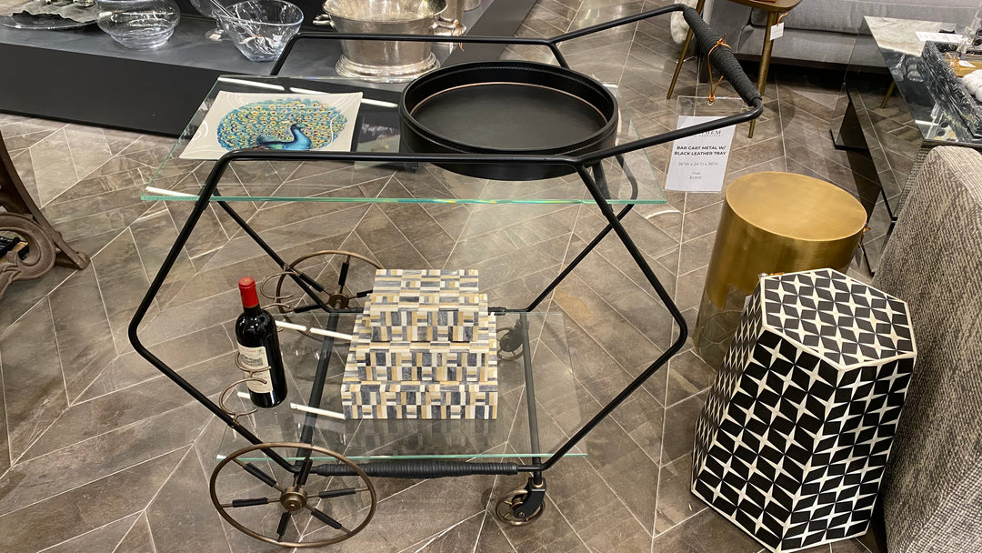 BAR CART METAL WITH BLACK TRAY #71481