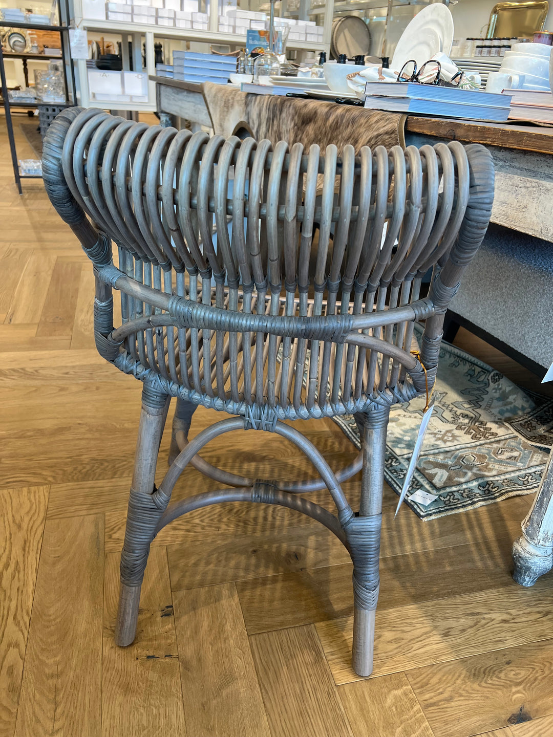 DINING CHAIR GREY RATTAN #71464 (NRD)
