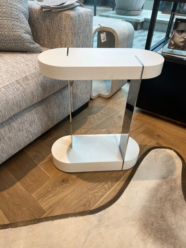 ACCENT TABLE OVAL WHITE WOOD & METAL #71780