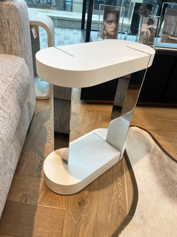 ACCENT TABLE OVAL WHITE WOOD & METAL #71780