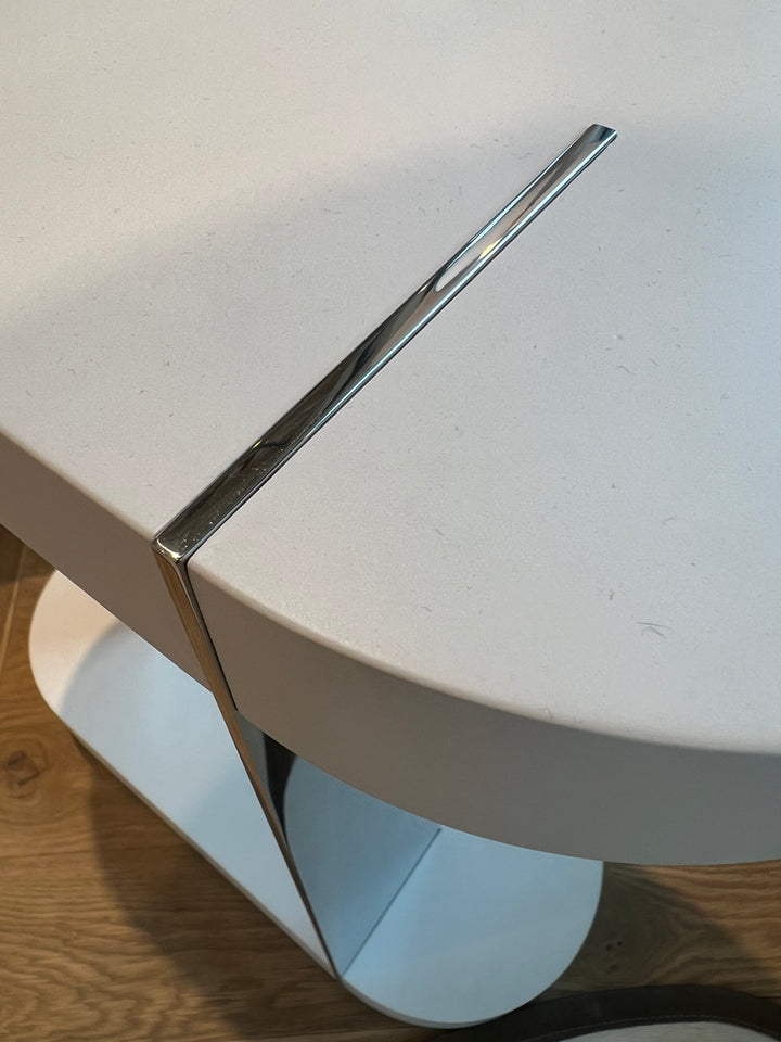 ACCENT TABLE OVAL WHITE WOOD & METAL #71780