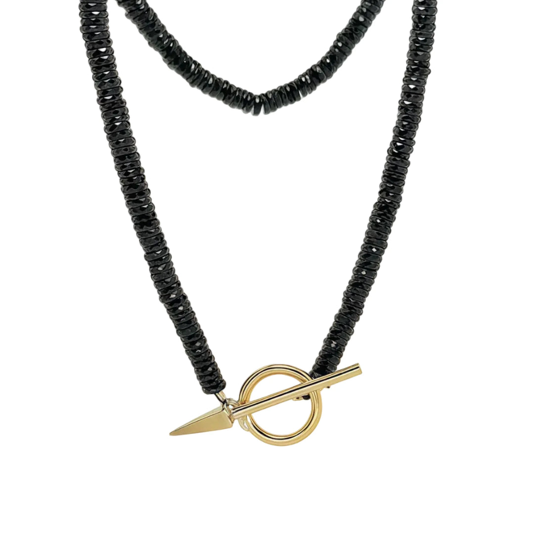 NECKLACE BLACK ONYX SPIKE TOGGLE 16.5"