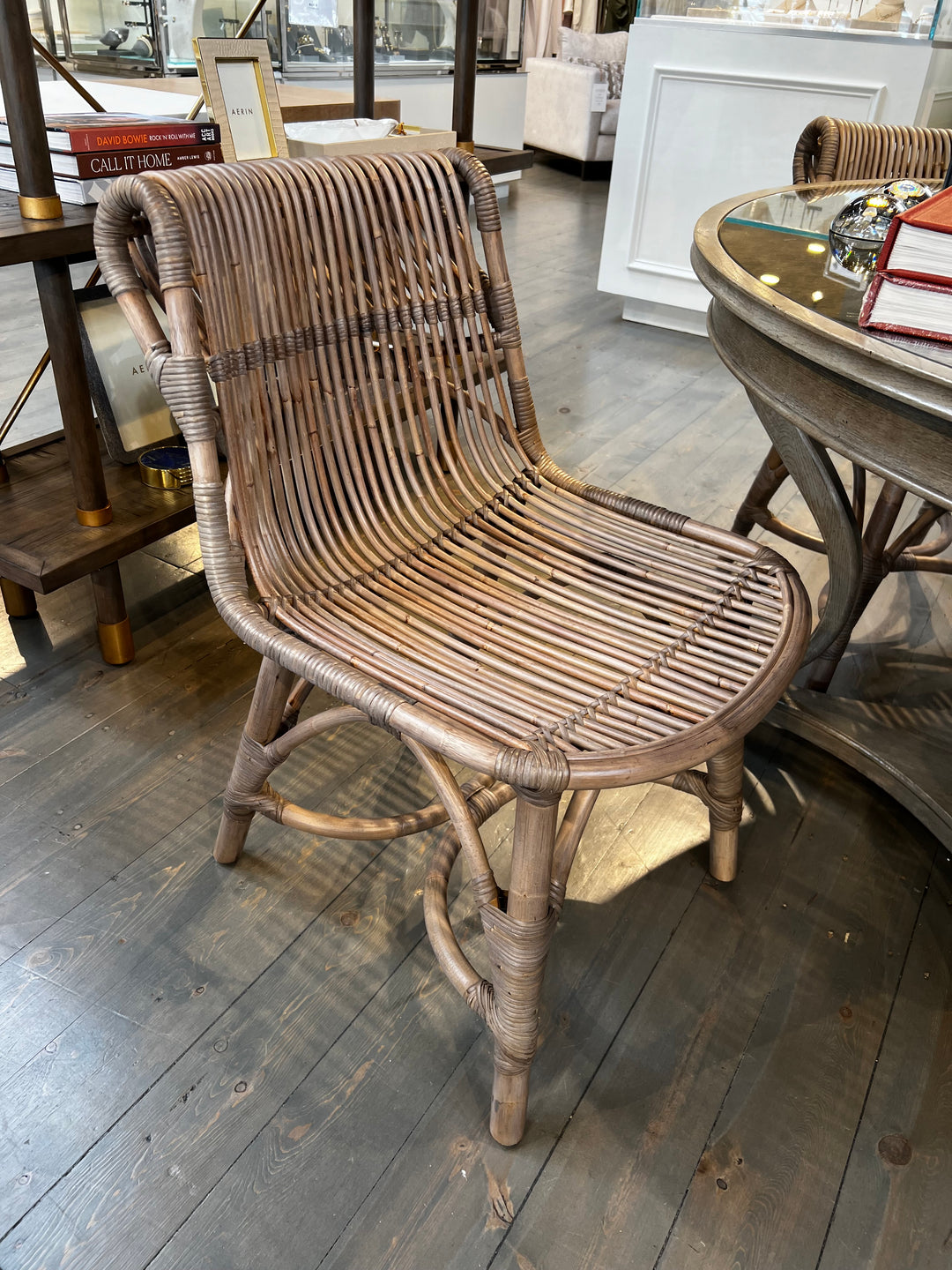 DINING CHAIR GREY RATTAN #71464 (NRD)